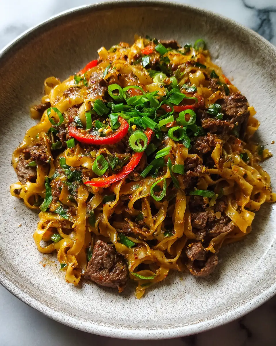 Final dish - Fiery Flavor Explosion Spicy Thai-Inspired Beef Noodles to Savor