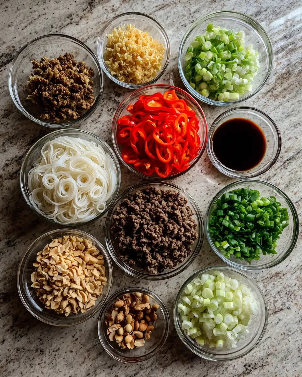 Ingredients for Fiery Flavor Explosion Spicy Thai-Inspired Beef Noodles to Savor