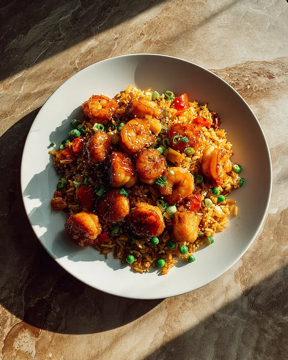 Irresistible Sticky Honey Chicken and Shrimp Fried Rice Recipe - Featured Image