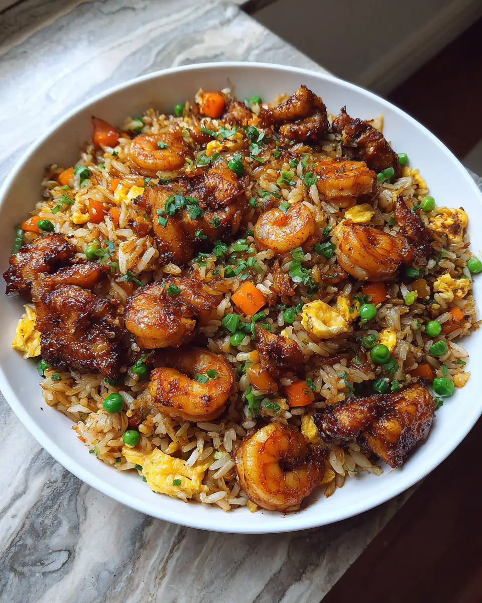 Final dish - Irresistible Sticky Honey Chicken and Shrimp Fried Rice Recipe