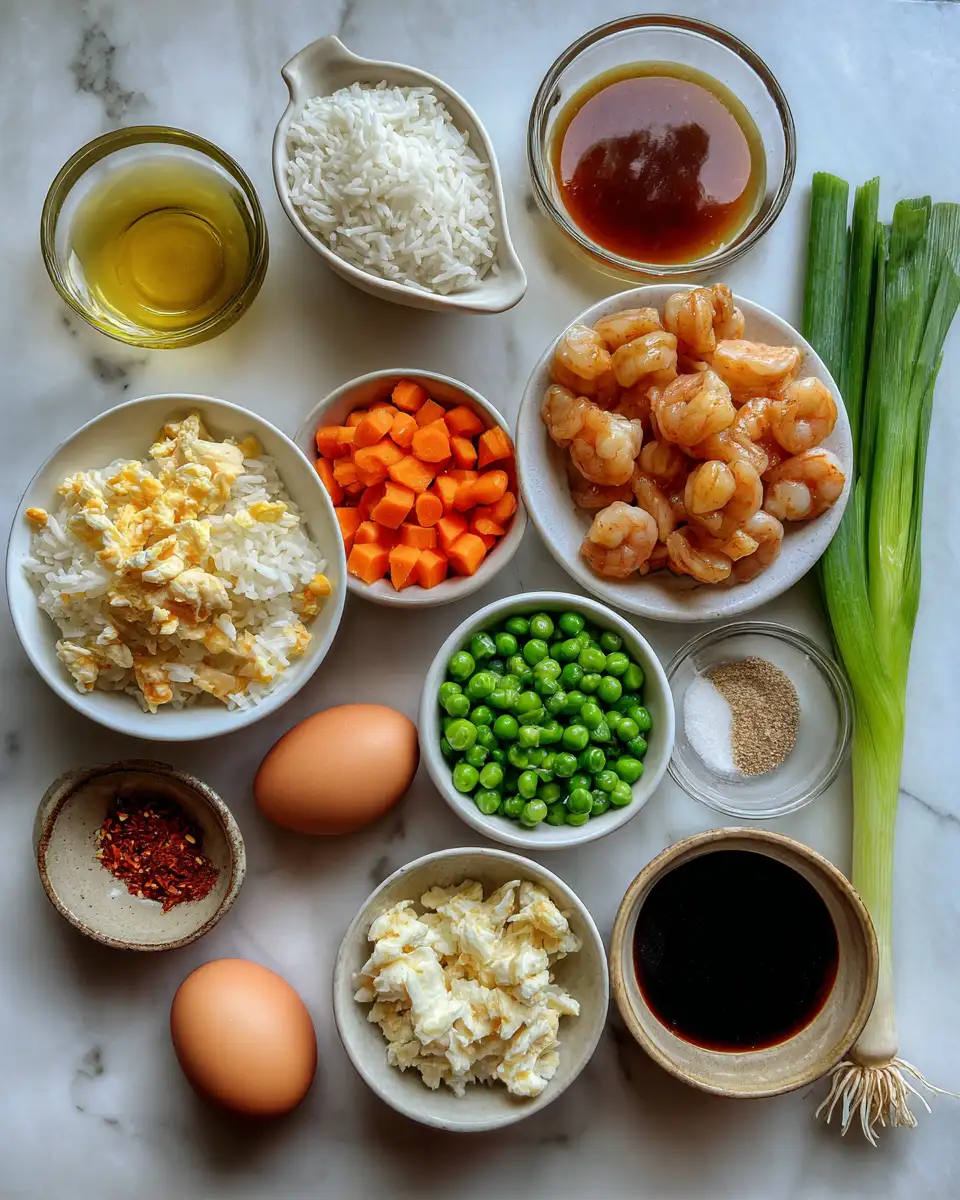 Ingredients for Irresistible Sticky Honey Chicken and Shrimp Fried Rice Recipe