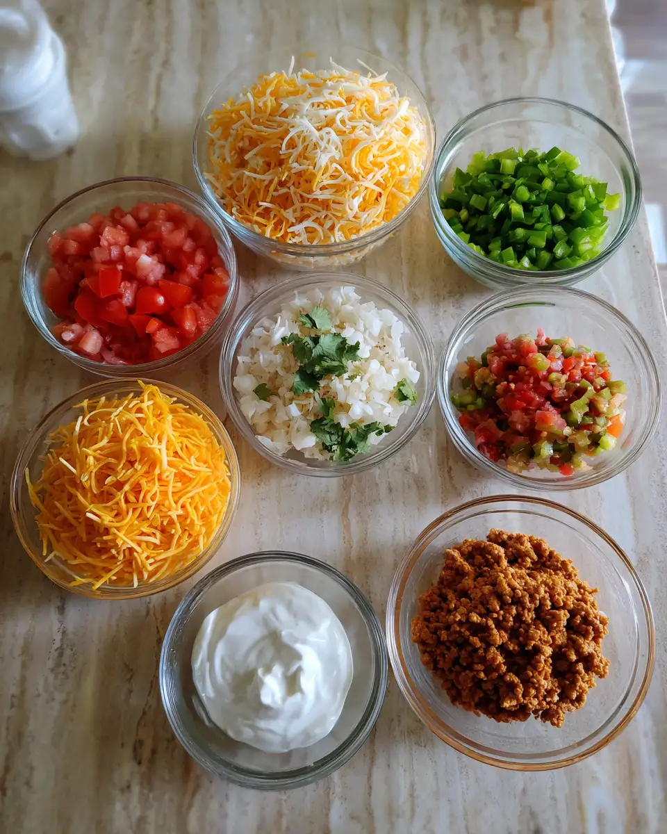 Ingredients for Ultimate Taco Crock Pot Hashbrown Casserole Recipe for Easy Weeknight Dinners