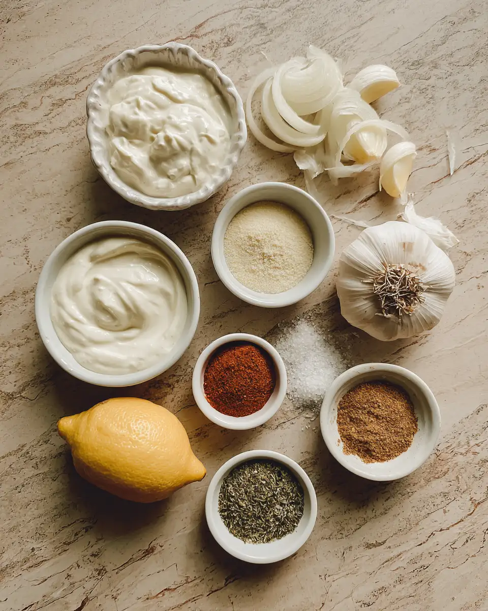 Ingredients for Unlock the Creamy Magic of White Shawarma Sauce for Your Next Meal