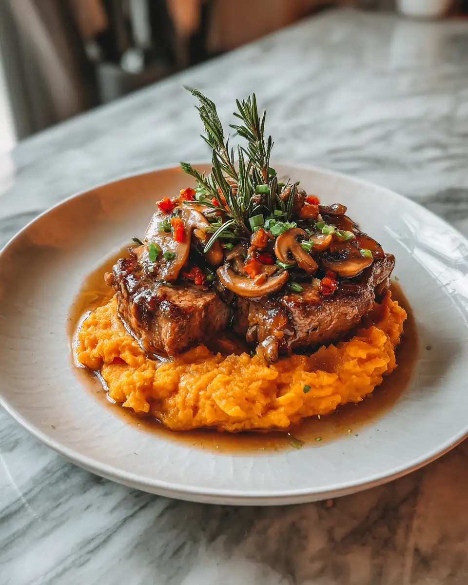 Final dish - Cozy Up with Apple Cider Pork and Creamy Mashed Sweet Potatoes