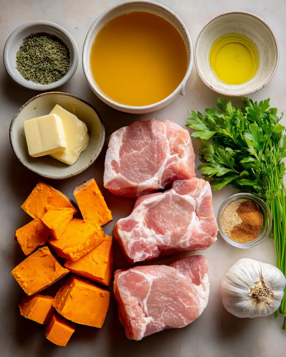 Ingredients for Cozy Up with Apple Cider Pork and Creamy Mashed Sweet Potatoes