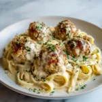 Creamy Baked Chicken Ricotta Meatballs Alfredo Recipe You’ll Love - Featured Image
