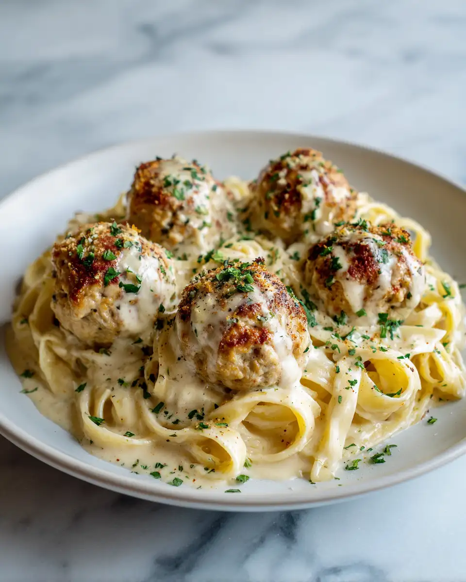 Creamy Baked Chicken Ricotta Meatballs Alfredo Recipe You’ll Love - Featured Image