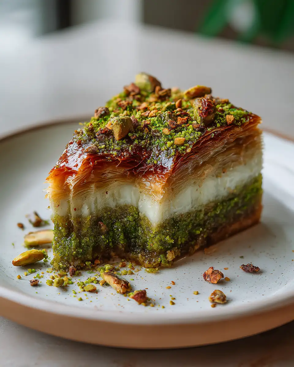 Final dish - Irresistible Baklava Pistachio Cheesecake Recipe That Will Wow Your Taste Buds
