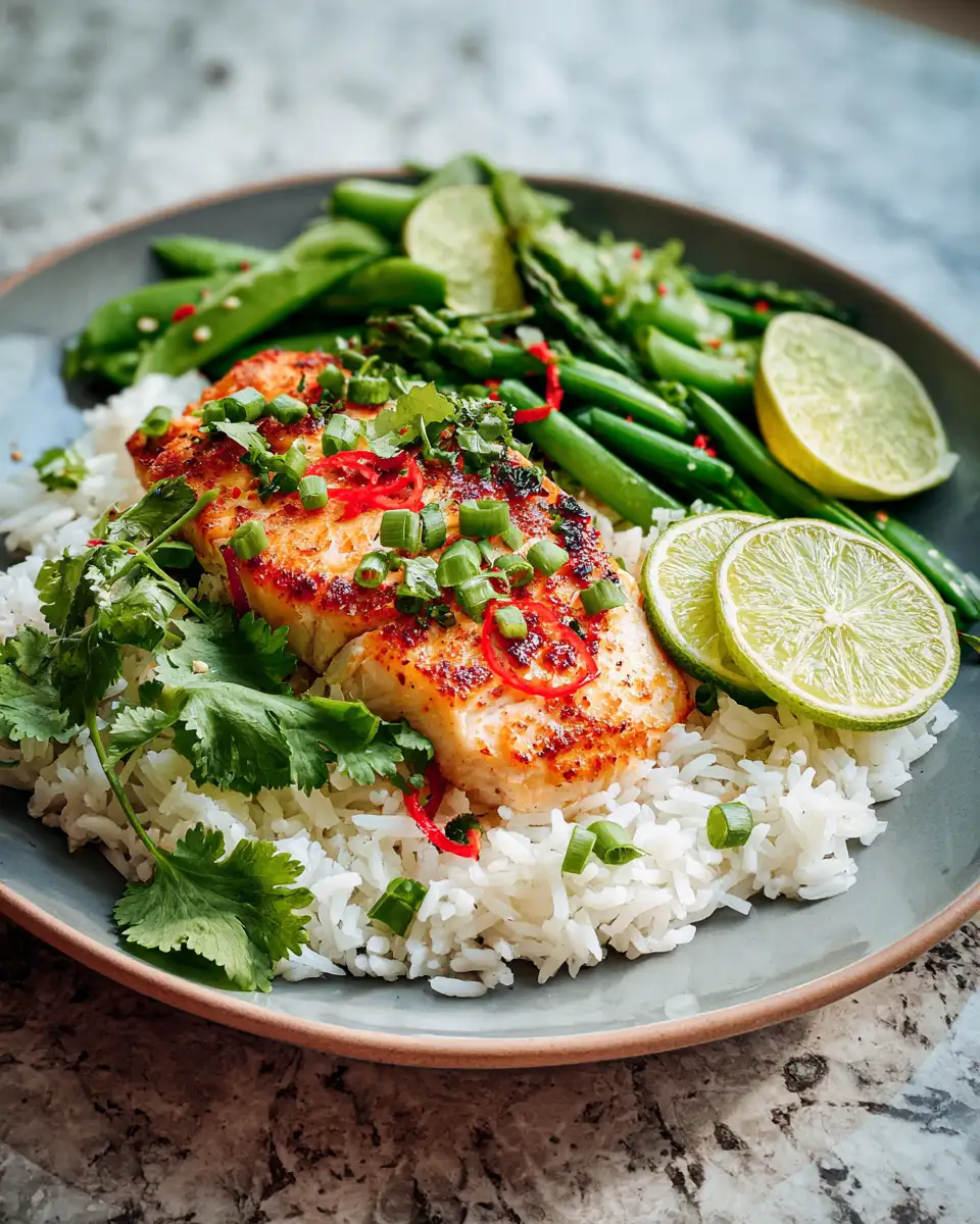 Tropical Delight Coconut Lime Fish with Rice Recipe - Featured Image