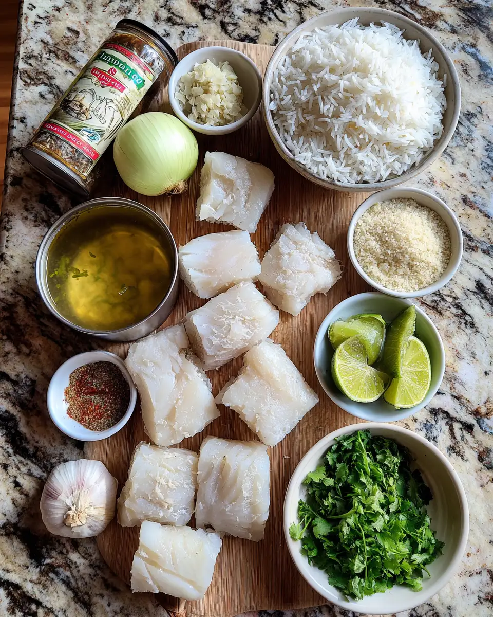 Ingredients for Tropical Delight Coconut Lime Fish with Rice Recipe