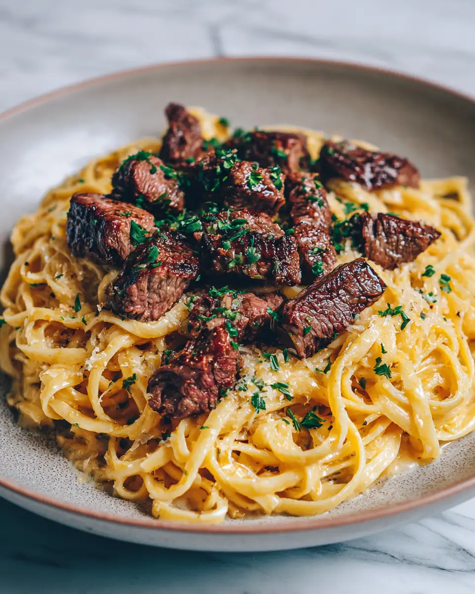 Final dish - Creamy Cowboy Butter Linguine with Steak Bites That Sizzle