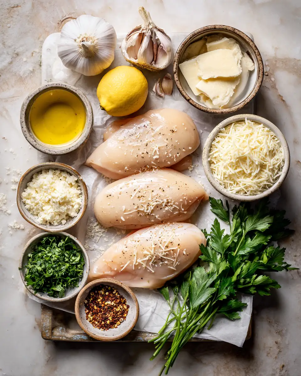 Ingredients for Irresistible Creamy Garlic Parmesan-Asiago Chicken Recipe You Need to Try