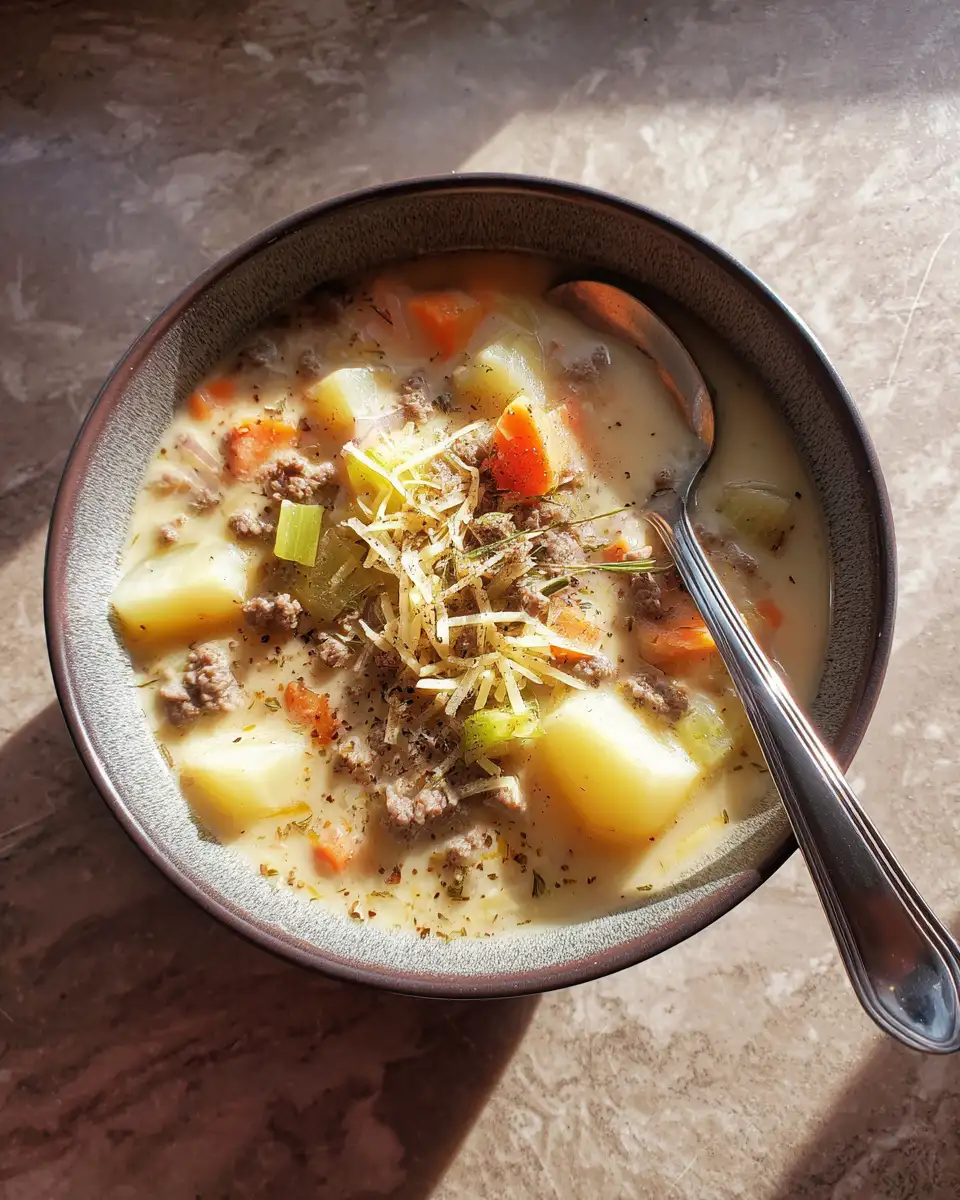 Ingredients for Creamy Potato Hamburger Soup Takes Just 1 Pot for Easy Comfort Food
