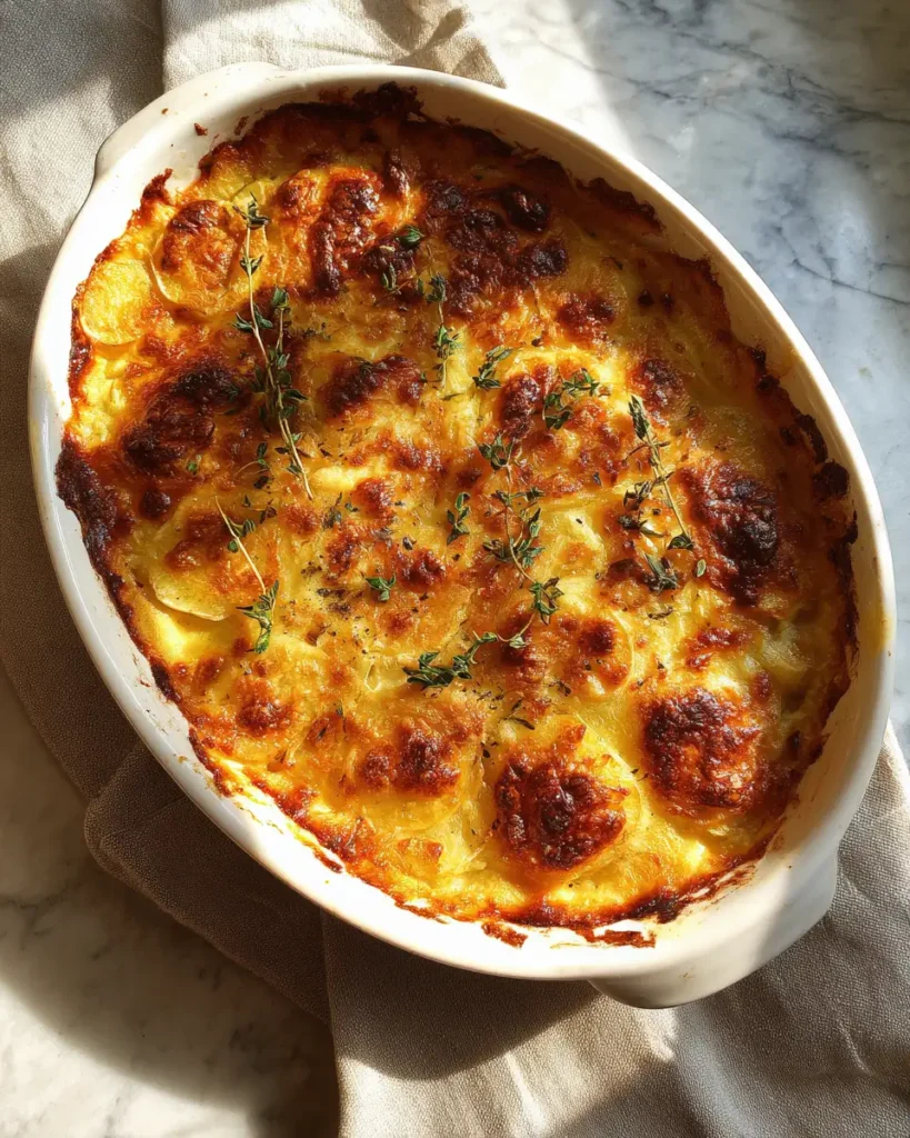 Irresistibly Crispy Parmesan and Gruyere Potato Gratin Recipe - Featured Image