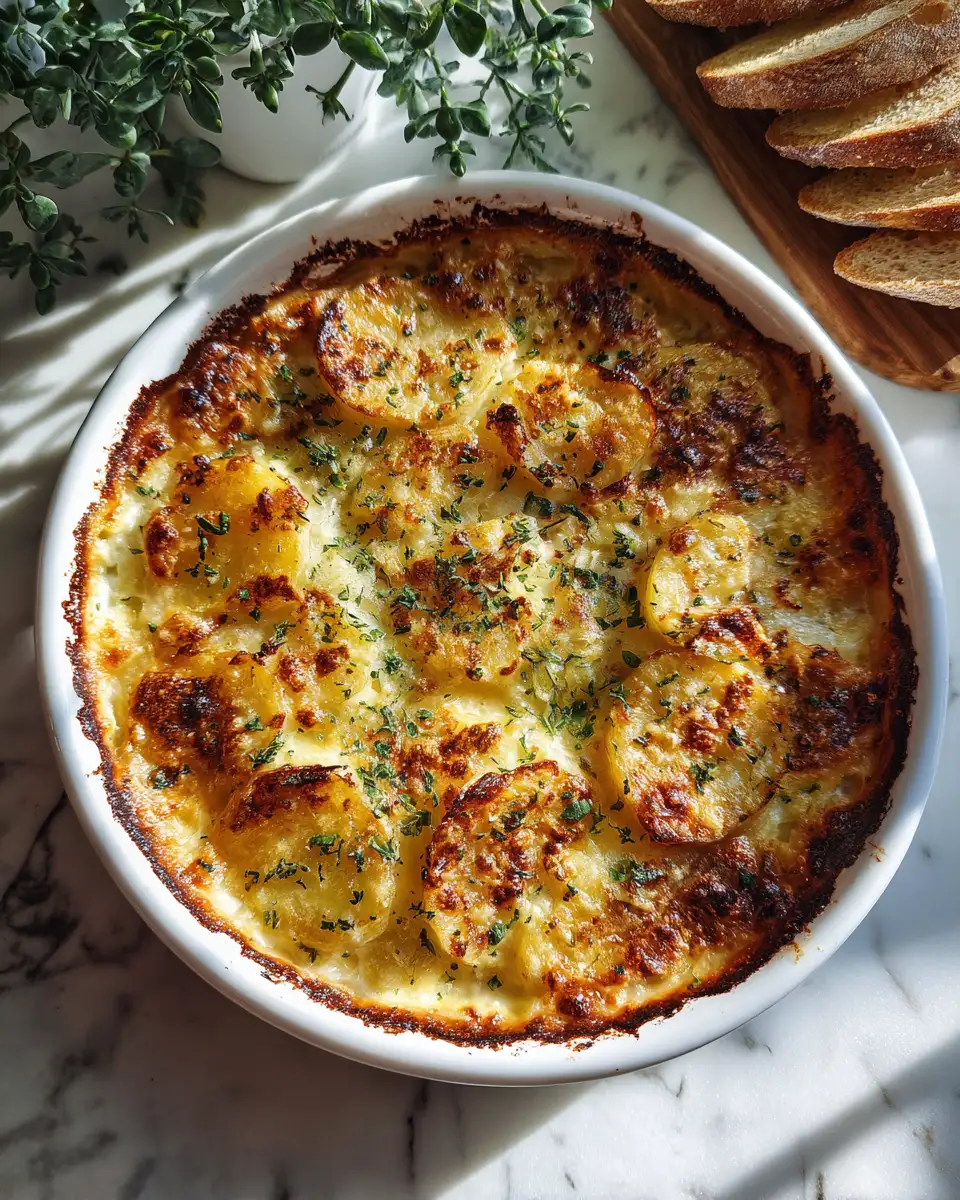 Final dish - Irresistibly Crispy Parmesan and Gruyere Potato Gratin Recipe