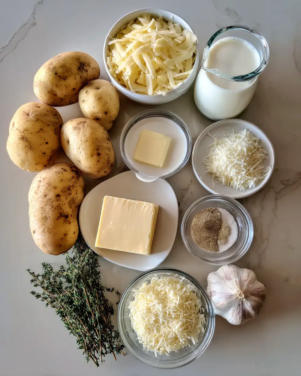 Ingredients for Irresistibly Crispy Parmesan and Gruyere Potato Gratin Recipe