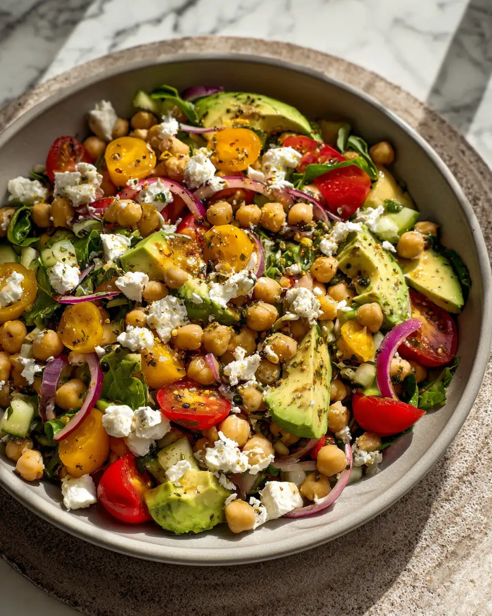 Final dish - Fresh and Flavorful Healthy Chickpea Feta Avocado Salad Recipe