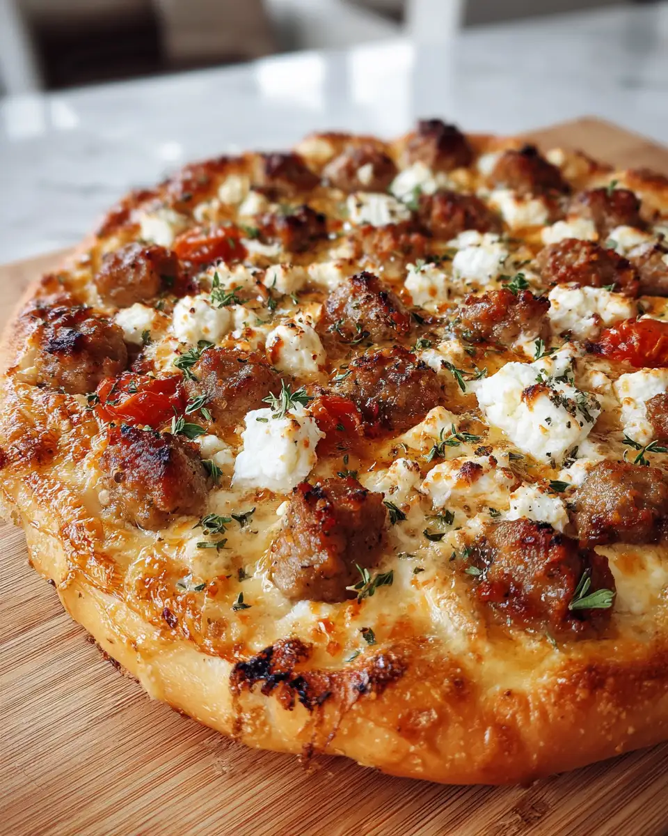 Savory Meets Sweet Hot Sausage Feta and Honey Pizza Delight - Featured Image