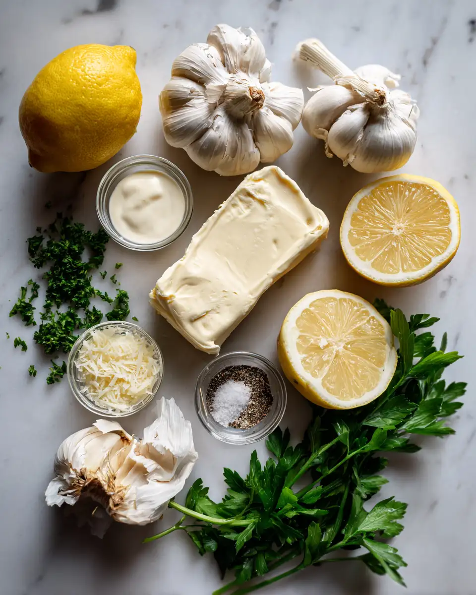 Ingredients for Zesty and Creamy Lemon Garlic Cream Sauce Recipe You’ll Love