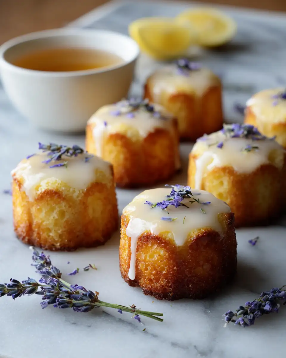 Final dish - Irresistible Mini Lemon Cakes With Lavender Glaze for a Delightful Treat