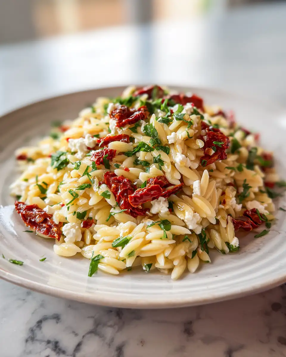 Perfect Orzo Pasta Salad With Feta And Sun Dried Tomatoes That Will Wow Your Taste Buds - Featured Image