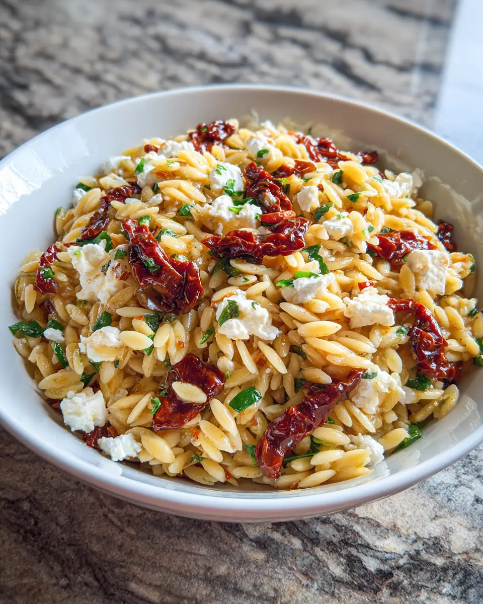 Final dish - Perfect Orzo Pasta Salad With Feta And Sun Dried Tomatoes That Will Wow Your Taste Buds