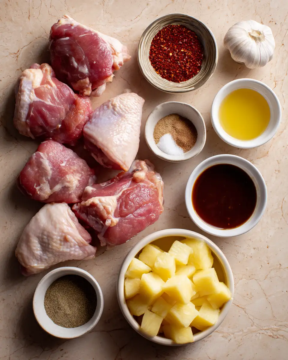 Ingredients for Sweet and Smoky Pineapple Barbecue Chicken Thighs Recipe