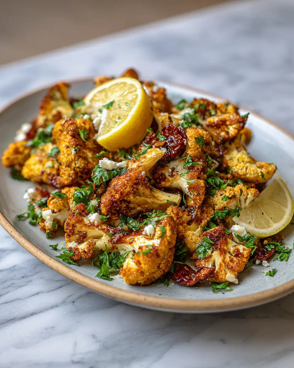 Sweet and Tangy Roasted Cauliflower with Honey and Lemon Dressing Recipe - Featured Image