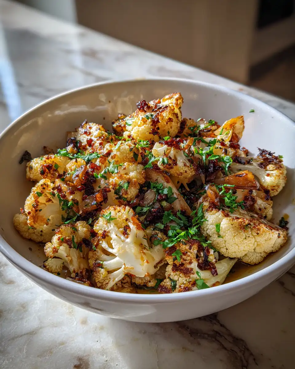 Final dish - Sweet and Tangy Roasted Cauliflower with Honey and Lemon Dressing Recipe