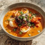 Fiery Flavors Unite Spicy Miso Egg Drop Soup with Kimchi and Garlic - Featured Image